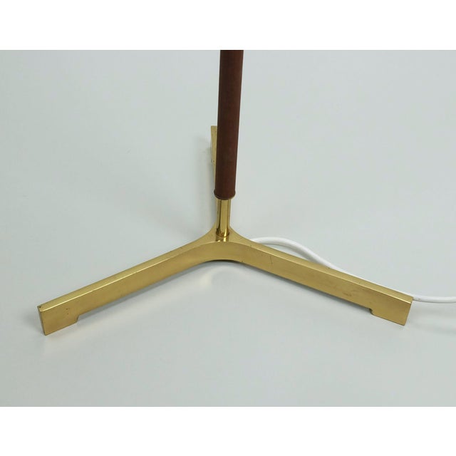 Beige Mid-Century Austrian Floor Lamp in Brass, Teak and Fabric from J.T. Kalmar, 1950s For Sale - Image 8 of 11