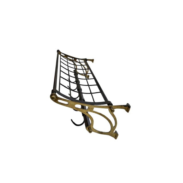 Black Art Deco Wall Coat and Hat Rack in Brass and Metal, 1980s For Sale - Image 8 of 10