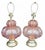 Pink Vintage Carl Falkenstein Double Bubble Glass Pale Pink Hob Knob Painted Table Lamps Pink Pleated Shades- A Pair For Sale - Image 8 of 12