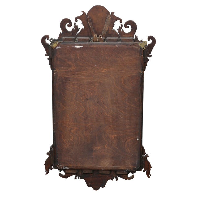 Antique Georgian Revival Walnut and Gilt Fret Cut Overmantle Wall Mirror, 1920s For Sale - Image 9 of 10