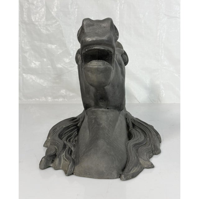 Stone Gray Vintage Cast Aluminum Horse Head Equestrian Wall Sculpture, Possibly French For Sale - Image 8 of 18