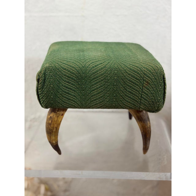 Forest Green Antique Horn Footstool For Sale - Image 8 of 8