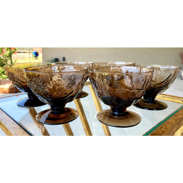 Circa 1960 Seneca Glass "Driftwood" Casual Footed Dessert Cups – Set of 6 For Sale - Image 13 of 13