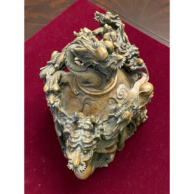 A rare hand-carved piece from rock - tea pot with lid. In really great condition! Dragon is a popular motif in Chinese...