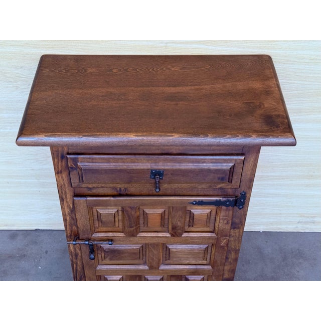 20th Spanish Nightstands with Drawer & Door, 1920, Set of 2 For Sale - Image 11 of 18