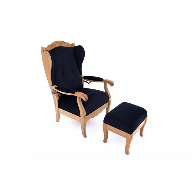 Wood Set of Reclining Chair with Ottoman, 1940s For Sale - Image 7 of 18