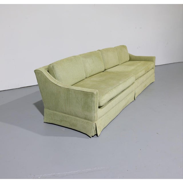 Green Vintage Oversized Mid-Century Green Upholstered Sofa | Circa 1970s For Sale - Image 8 of 17