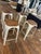 Bistro Bar Stool - white powdercoat steel with walnut seat Works with any decor - 13"w x 13"w x 29.5"h never used