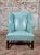 18th Century Teal Leather Upholstered Wing Chair-George III For Sale - Image 4 of 13