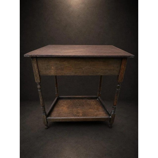 Early 20th Century Antique Oak Hall Side Table with Trapezoid Top and Turned Legs, 1900 For Sale - Image 5 of 8