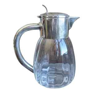 1960s Eisenberg Lozano Silverplate & Glass Water Carafe, Made in Germany