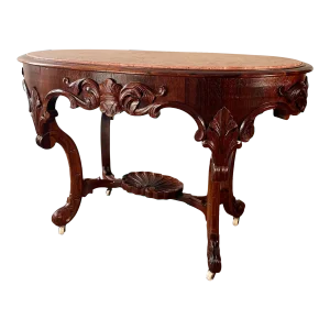 Late 19th Century Antique Carved Rococo Style Rosewood Console Table