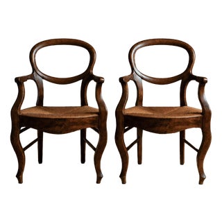 Vintage Louis Philippe Armchairs in Cherry Wood, Set of 2 For Sale