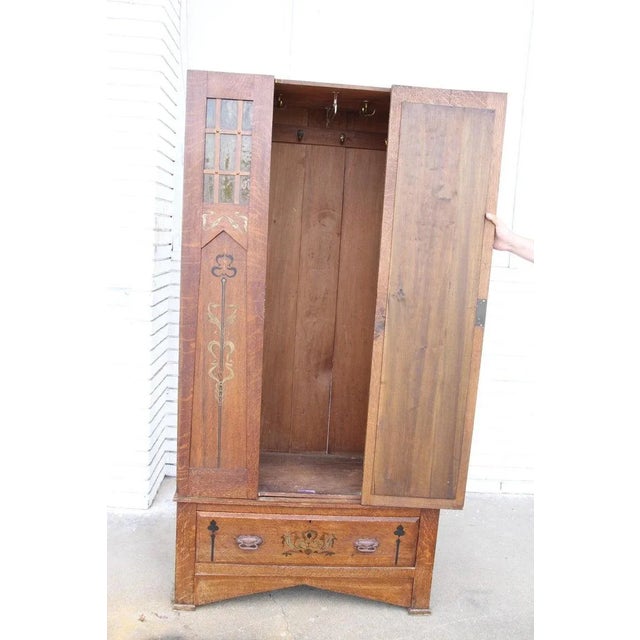 Early 20th Century Arts and Crafts Mission Oak Armoire For Sale In Houston - Image 6 of 12