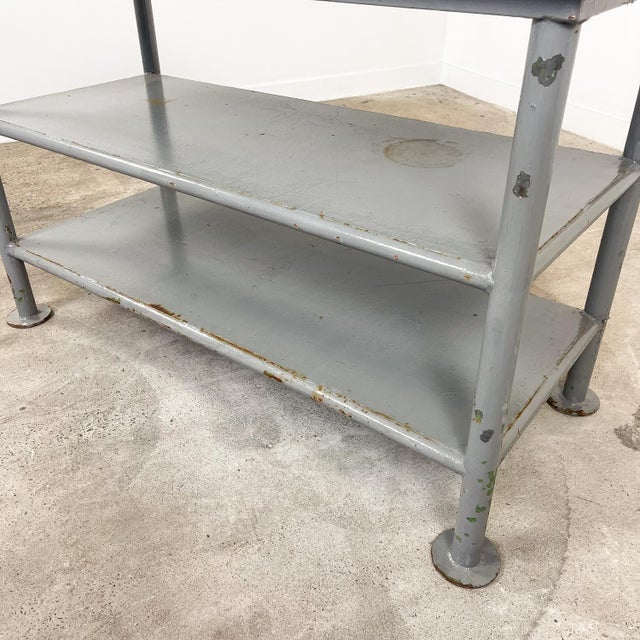 Gray Industrial Metal Three-Tier Worktable, 1980s For Sale - Image 8 of 10