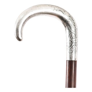 Antique French Silver Walking Cane Stick, 1800s For Sale