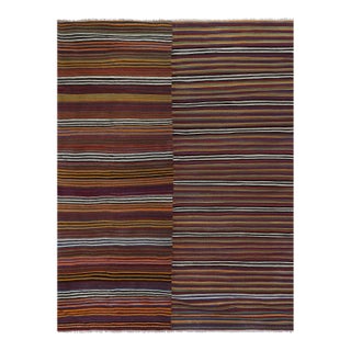 1960s Oversize Bohemian Striped Wool Kilim Rug 9'6'' X 12'4'' For Sale