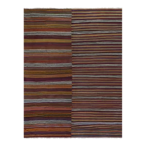 1960s Oversize Bohemian Striped Wool Kilim Rug 9'6'' X 12'4''