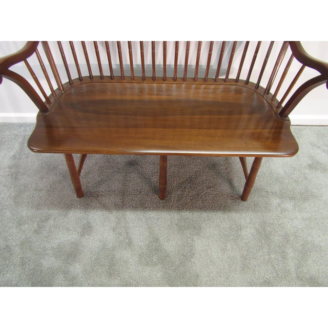 Duckloe Solid Cherry Windsor Bow Back Settee or Bench For Sale - Image 4 of 6
