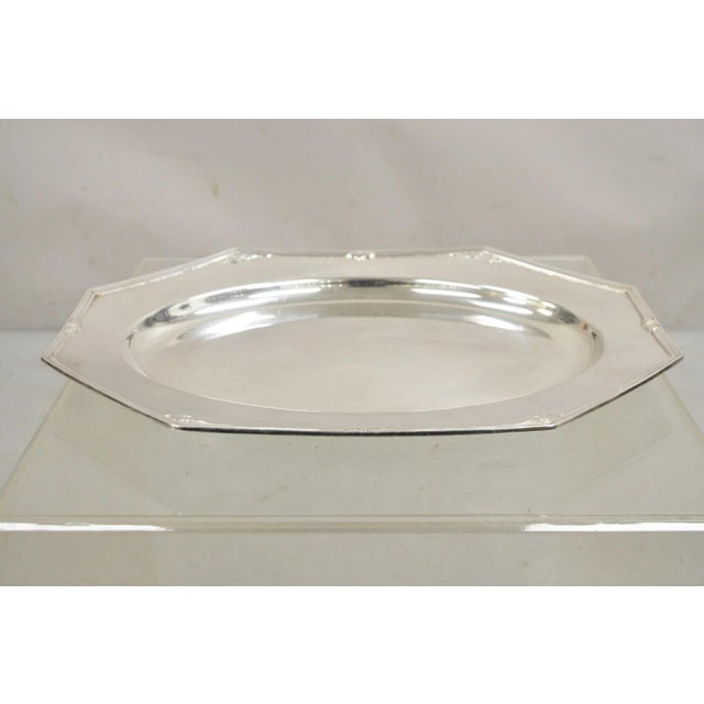 Silver Vintage Reed & Barton Edwardian Silver Plated Octagonal Serving Platter Tray For Sale - Image 8 of 10