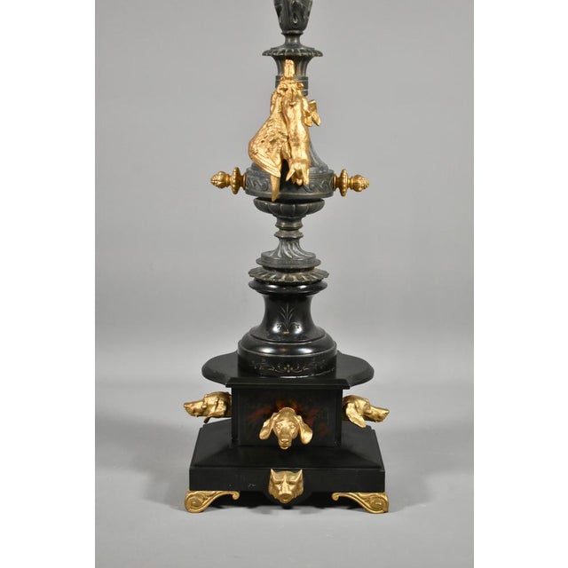 Napoleon III Decorative Gilt and Slate Candelabra For Sale - Image 6 of 15
