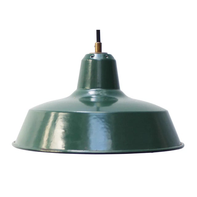 Vintage French Industrial Petrol Green Enamel Factory Pendant from Sammode For Sale - Image 5 of 5
