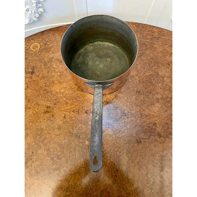 Large antique george iii quality copper saucepan having a large quality antique george iiil circular saucepan with the...