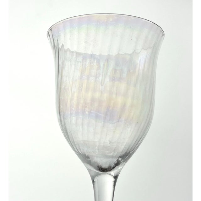 Vintage Mid-Century Modern Lustre Iridescent Rainbow Pearl Optic Wine Glasses - Set of 5 For Sale In Dallas - Image 6 of 6