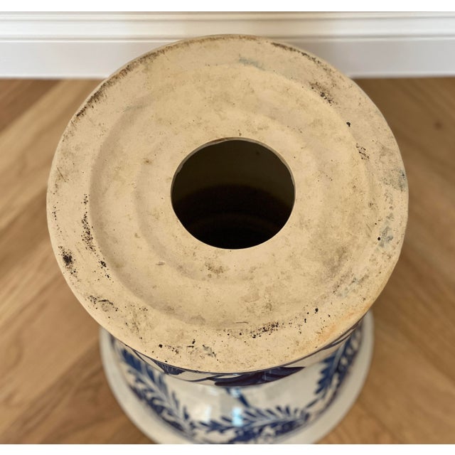 Royal Blue Vintage Hand-Painted Blue & White Ceramic Garden Stool For Sale - Image 8 of 9