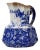 Antique English Flow Blue Water Pitcher For Sale