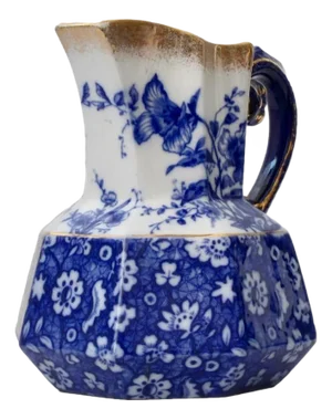 Antique English Flow Blue Water Pitcher