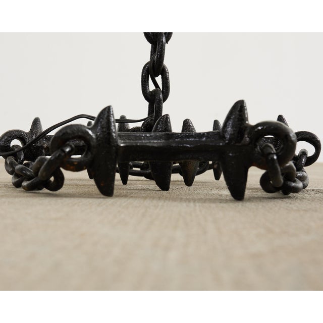 French Industrial Brutalist Iron Chain Link Floor Lamp For Sale - Image 12 of 12