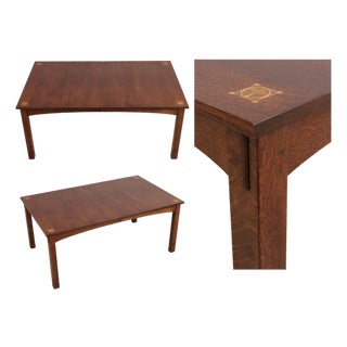 Stickley Mission Oak Inlaid Harvey Ellis Dining Table For Sale