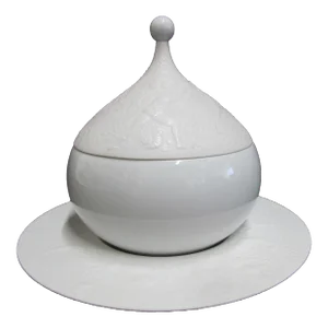 Rosenthal Bjorn Wiinblad Magic Flute White Sauce Boat Bowl With Lid Underplate