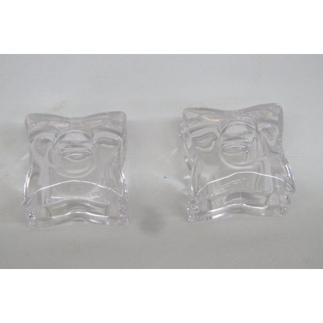 Mid 20th Century Lead Crystal 3 Tiered Star Shaped Candle Stick Holders Pair of Two 4830b For Sale - Image 5 of 14