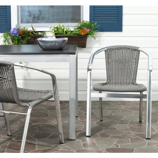 Indoor-Outdoor Stacking Armchair in Grey - a Pair For Sale In Philadelphia - Image 6 of 7