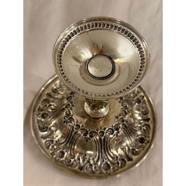 Silver Antique Frank M. Whiting Footed Sterling Silver Dish With Floral Design For Sale - Image 8 of 9