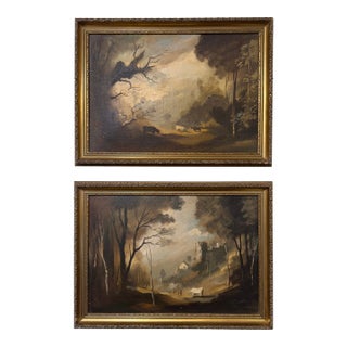 Pair of Early 20th Century Oil Paintings For Sale