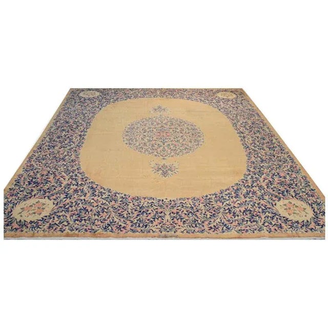 Traditional 1950s Handwoven Persian Kerman Area Rug 10'0"×13'4" For Sale - Image 3 of 6