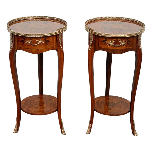 Antique Napoleon III Coffee Tables in Fine Exotic Woods, France, Early 20th Century, Set of 2 For Sale