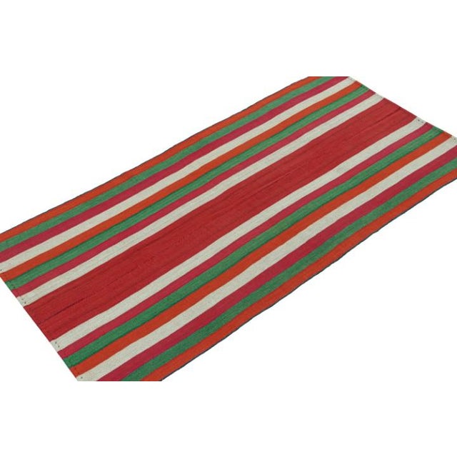 Rug & Kilim 1950s Vintage Persian Kilim in Red With Multicolor Stripes by Rug & Kilim For Sale - Image 4 of 7