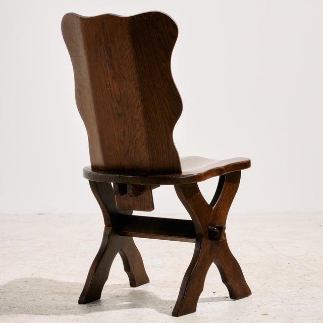 Brutalist Oak Dining Table and Chairs, 1970s, Set of 7 For Sale - Image 13 of 18