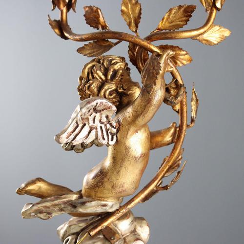 Goldenrod Carved and Gilded Wooden Candleholder For Sale - Image 8 of 9