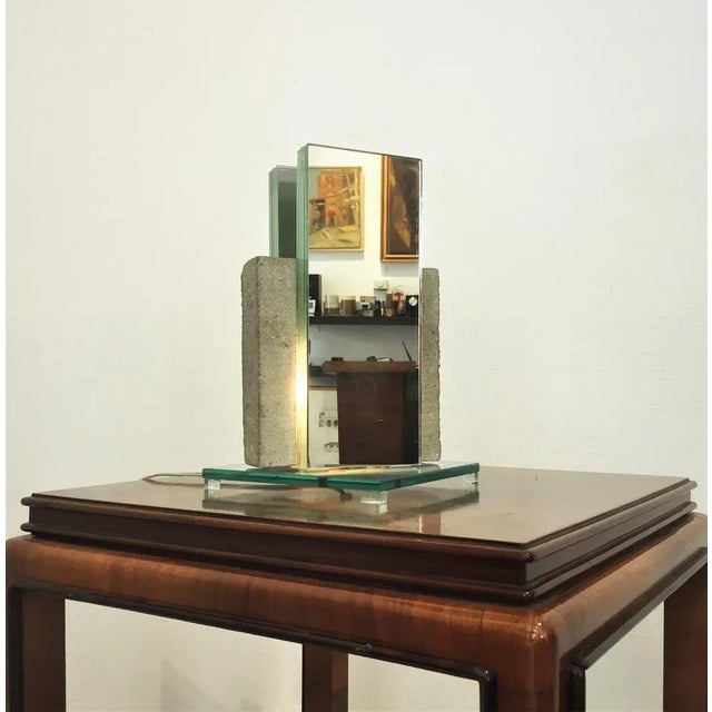 Sculpture Materials Mirror Table Lamp by Laurent Beyne, 1990s For Sale - Image 7 of 12