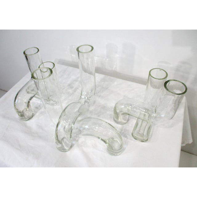 Mid-Century Modern 6 Piece Alvino Bagni Pidou Sculptural Glass Puzzle Vases Italy For Sale - Image 3 of 8