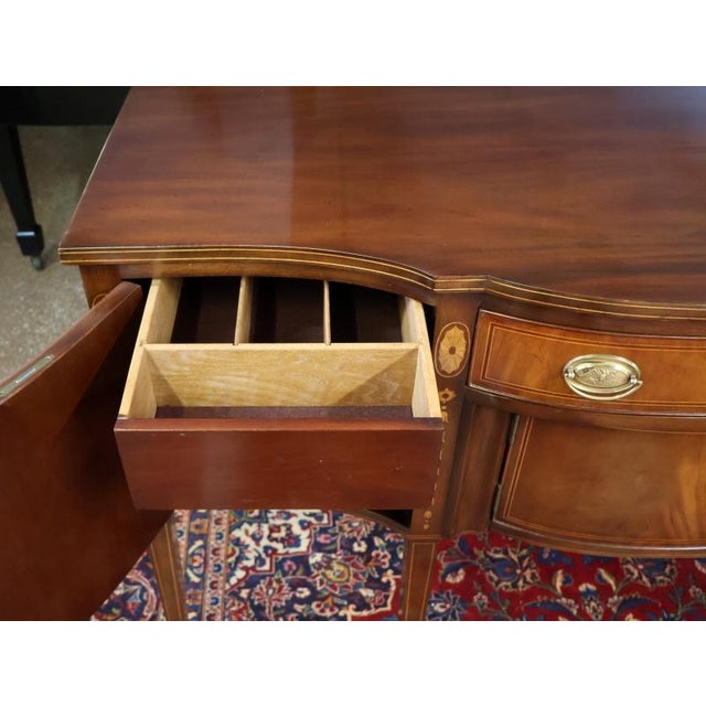 Brown 1980s Kittinger Federal Hepplewhite Style Mahogany Inlaid Server Buffet Sideboard For Sale - Image 8 of 13
