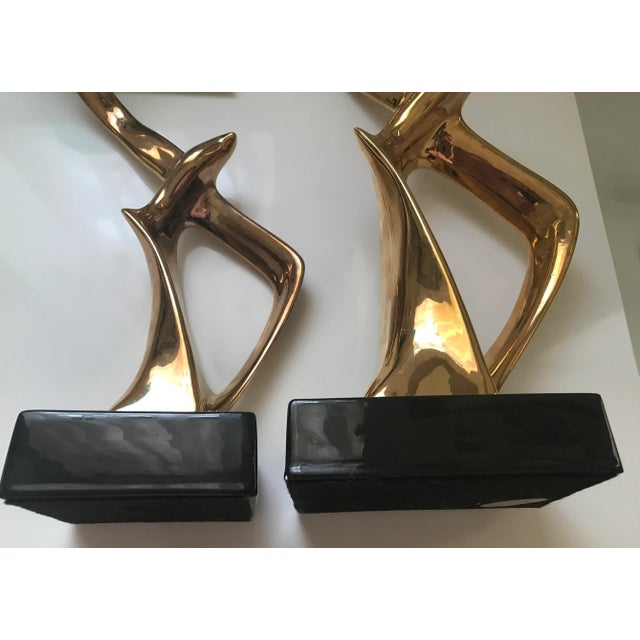 Mid-Century Modern Vintage 1970s Brass Flight of Seagulls Birds Statues Sculptures - Set of 2 For Sale - Image 3 of 5