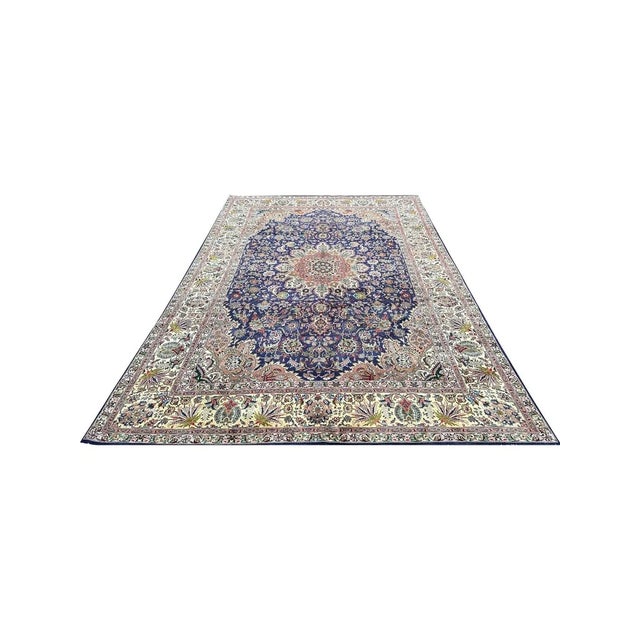 ACTUAL SIZE: 8’2″ x 11’6″ PRIMARY COLOR: Navy / Ivory AGE: Old MATERIALS: Wool FOUNDATION: Cotton PRODUCTION: Handwoven,...