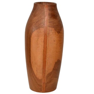 Mid-Century Modern Wood Vase Sculptural Shape For Sale