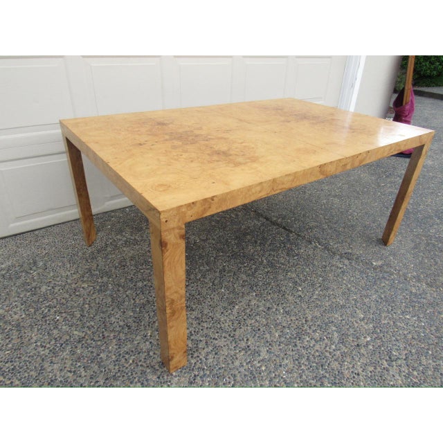 1970s Burl Walnut Extendable Parsons Dining Table by Edward Wormley for Dunbar For Sale - Image 5 of 18
